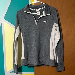Victoria Secret Pink grey and white half zip